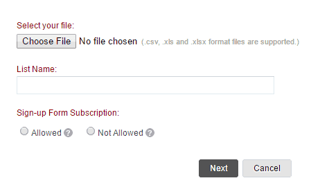 <p>Choose a file and associate it to a certain list or by adding one if there isn't one > Click Save.</p>