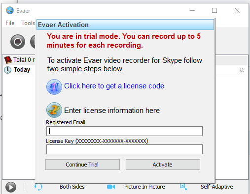 <p>Run Evaer and click Help > Register.</p>